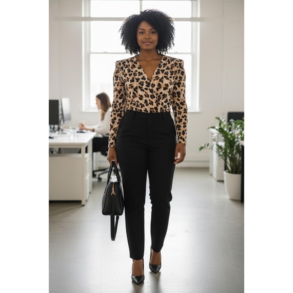 BOLD‎ elements Women's Bodysuit Leopard Print Deep V Neck Wrap Sexy Stretch